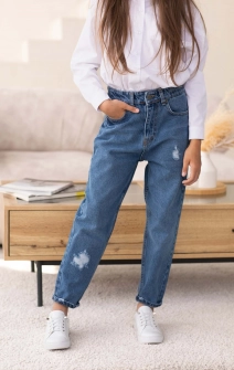 Джинси МОМ сині