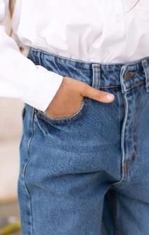 Джинси МОМ сині