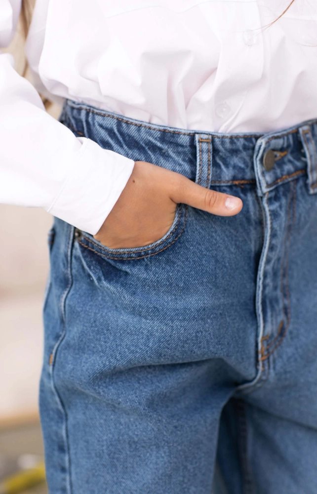 Джинси МОМ сині