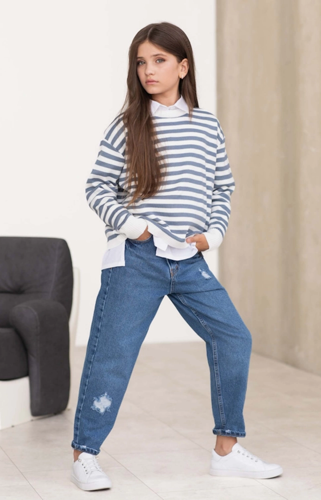 Джинси МОМ сині