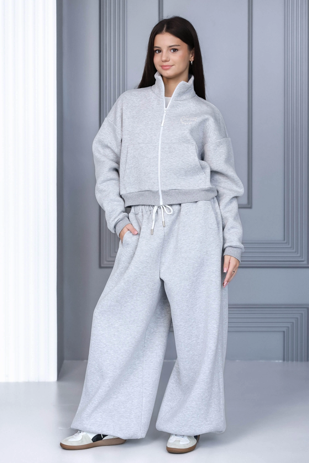 Джогери широкі утеплені сірі