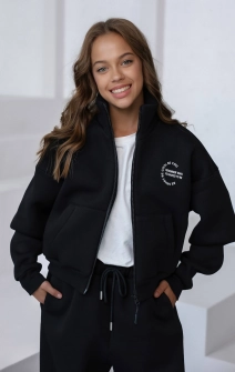 Кофта зіп з коміром-стійкою тепла чорна