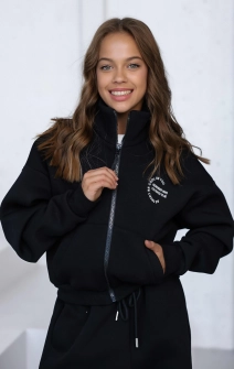 Кофта зіп з коміром-стійкою тепла чорна