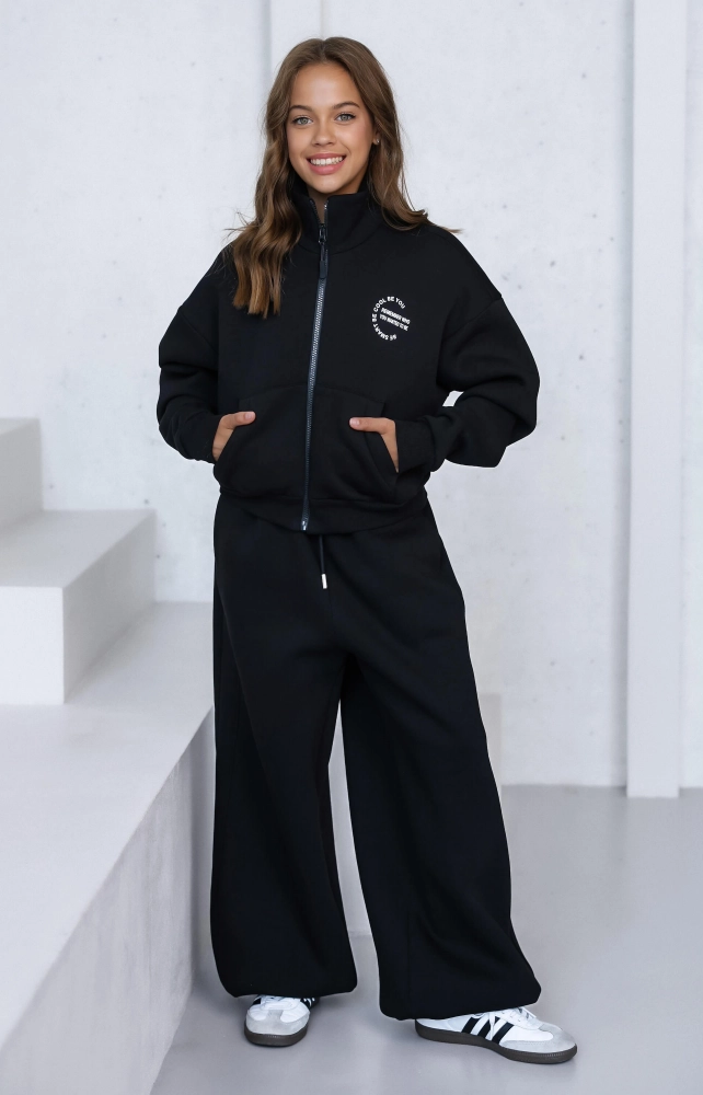 Кофта зіп з коміром-стійкою тепла чорна