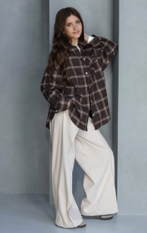 Брюки-палаццо класичні теплі бежеві