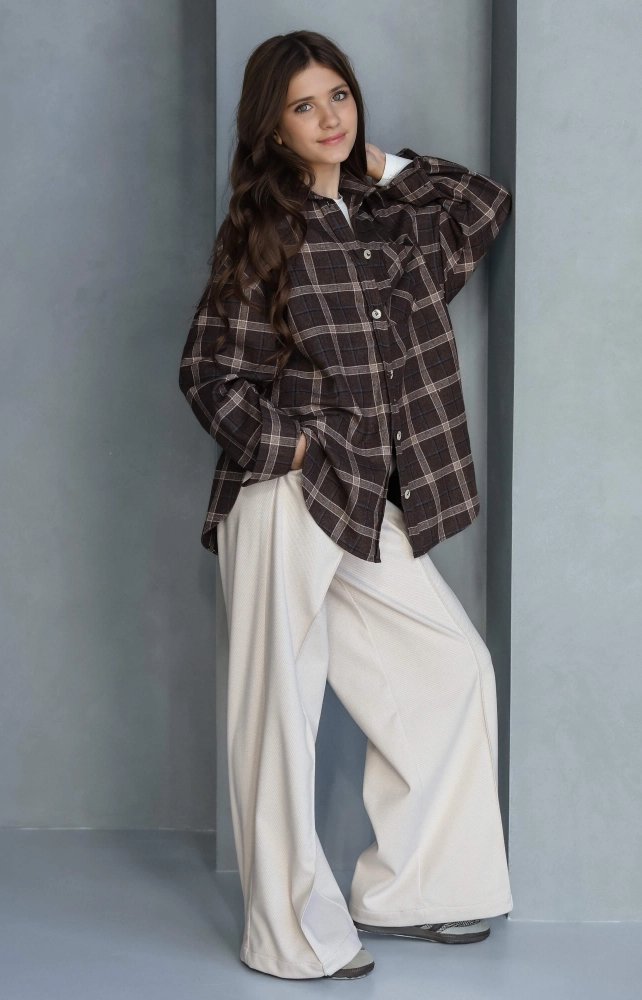 Брюки-палаццо класичні теплі бежеві