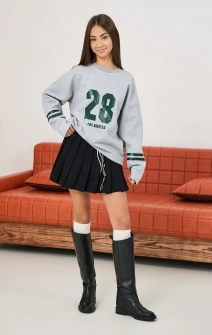 Лонгслів об'ємний сірий з написом