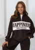 Свитшот теплый с молнией Happiness шоколадный