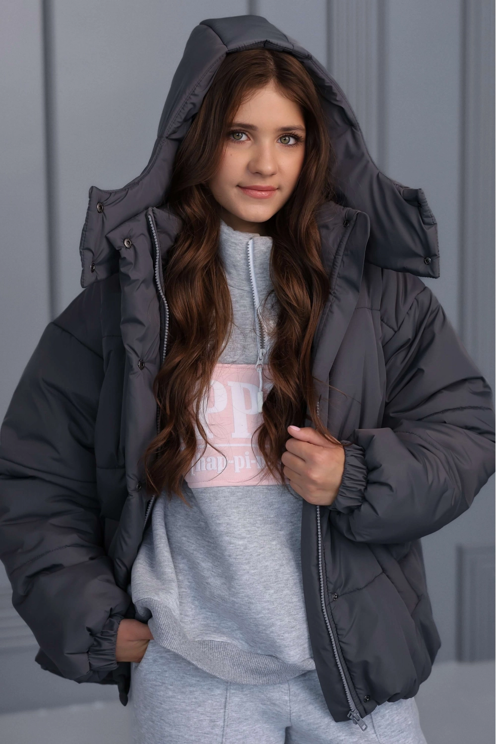 Куртка теплая серая