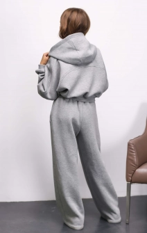 Короткое худи зип утепленное серое