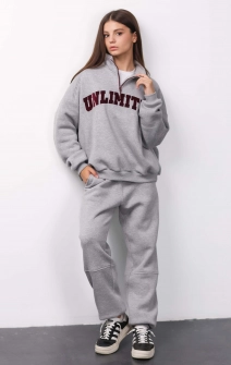 Джогеры утепленные серые