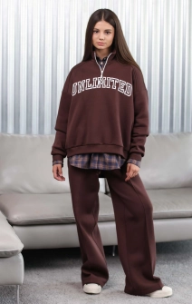 Свитшот утепленный с молнией шоколадный