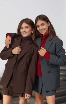 Жакет темно-сірий з фактурної тканини