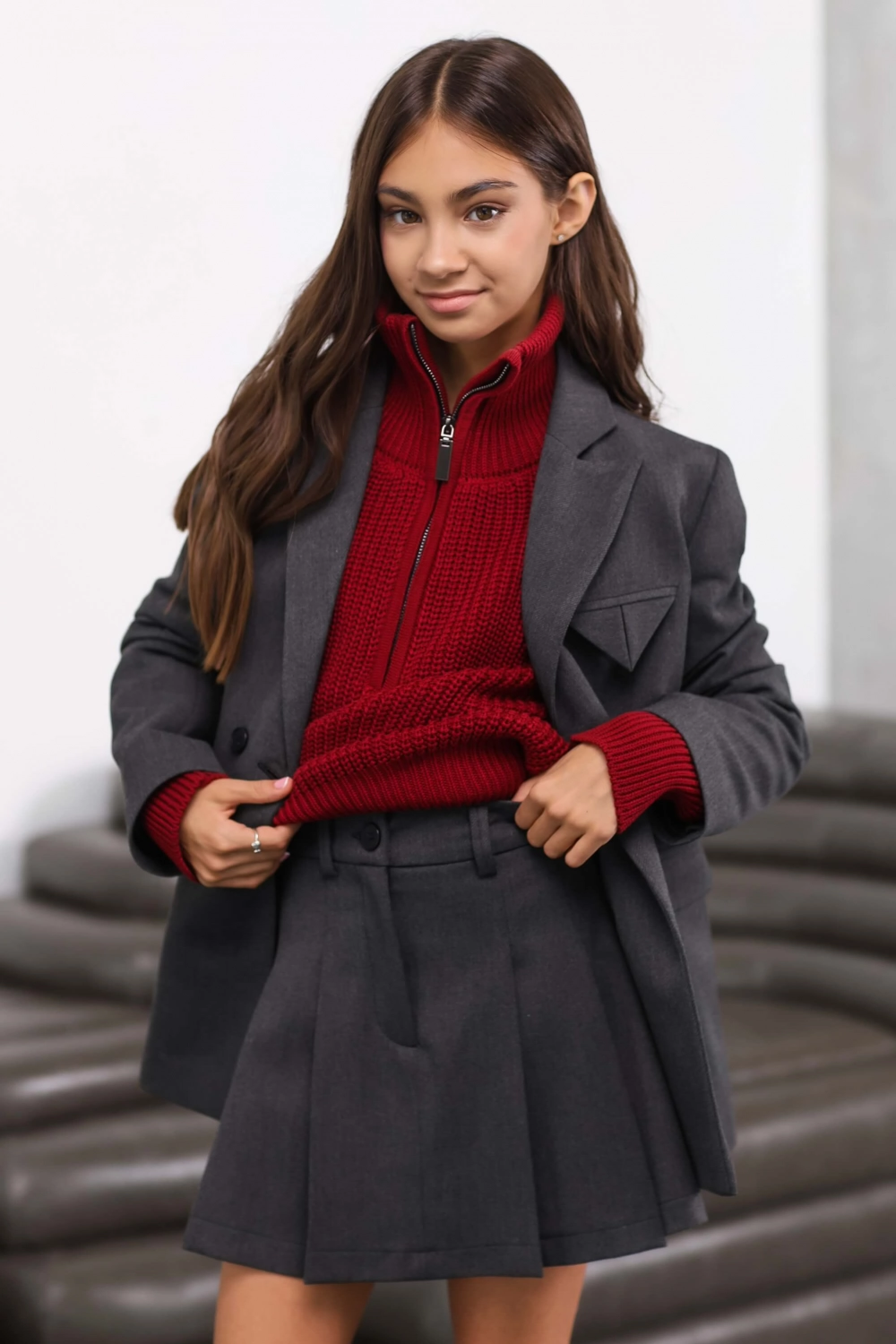 Спідниця-шорти темно-сіра фактурна