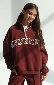 Свитшот утепленный с молнией бордовый