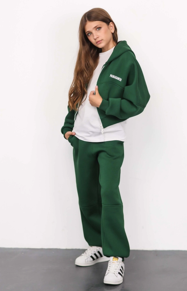 Коротке худі зіп утеплене зелене