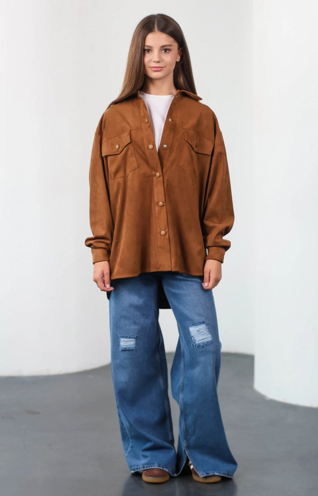 Сорочка замшева карамельна