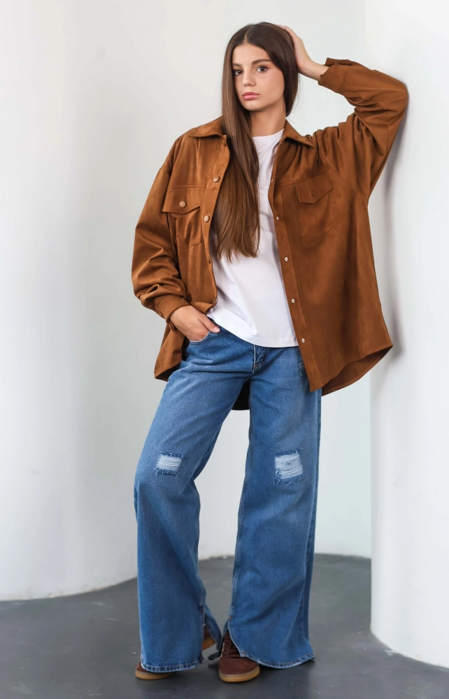 Сорочка замшева карамельна