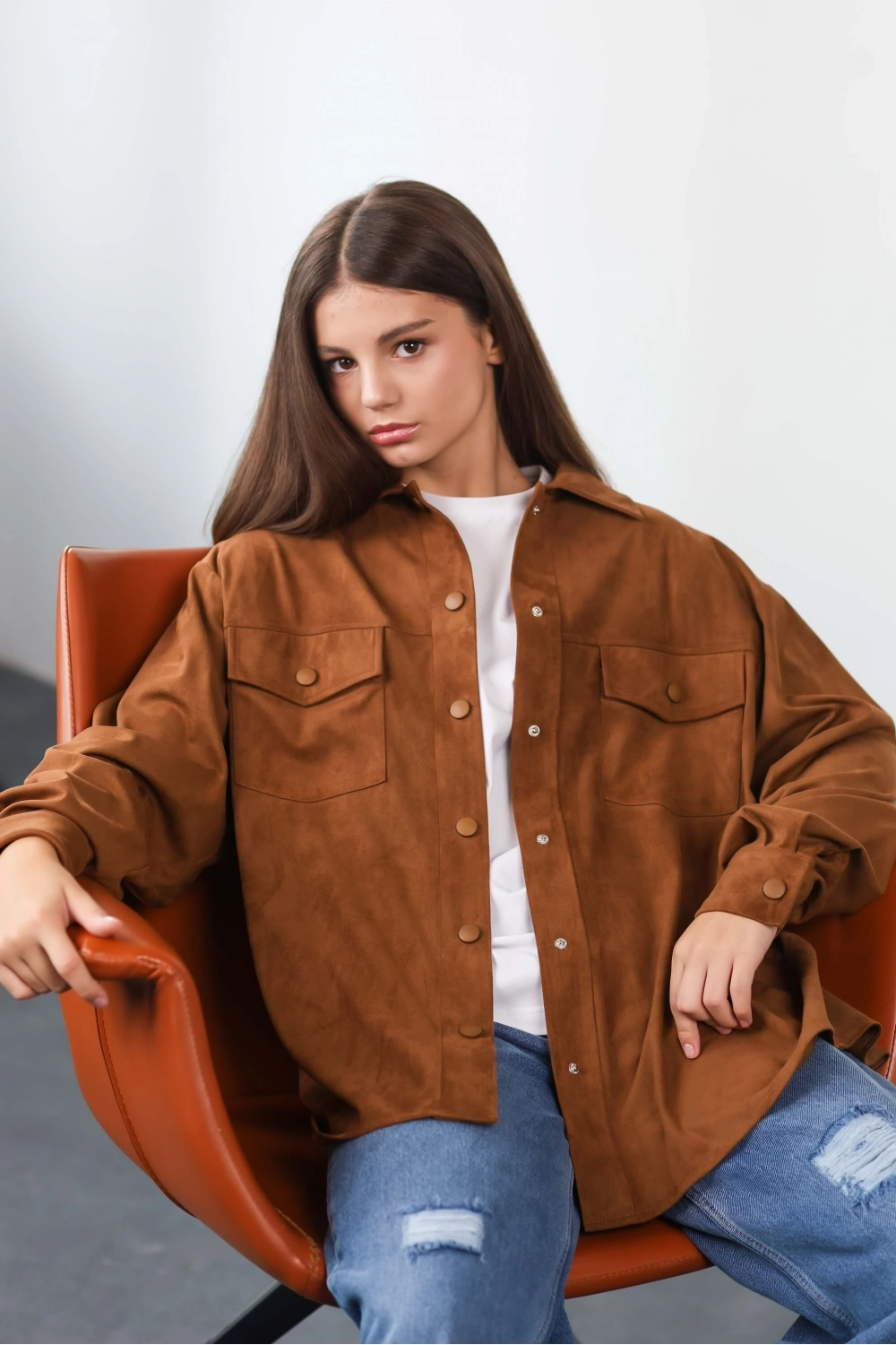Сорочка замшева карамельна