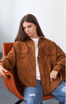 Сорочка замшева карамельна