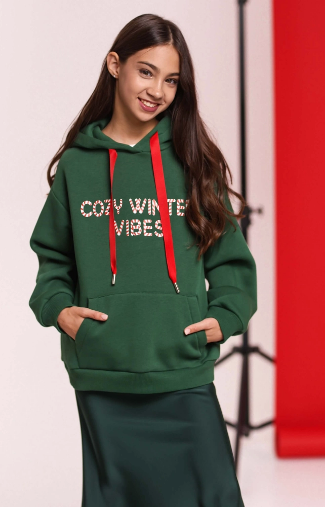 Худи теплое зеленое Cozy Winter Vibes