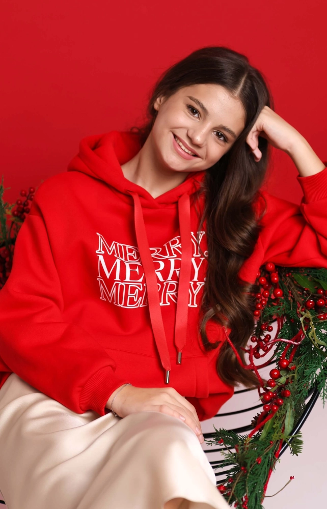 Худі тепле червоне Merry