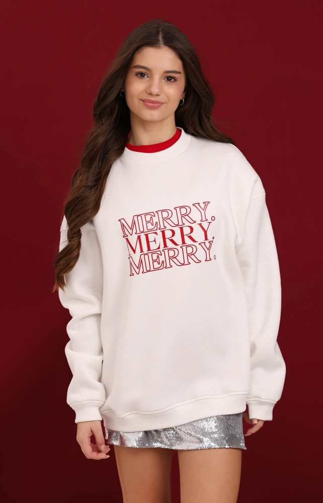 Світшот різдвяний молочний Merry