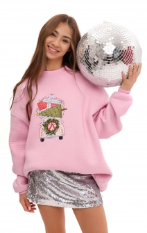 Світшот різдвяний рожевий