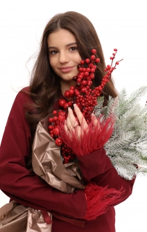 Лонгслів об'ємний з пір'ям бордовий