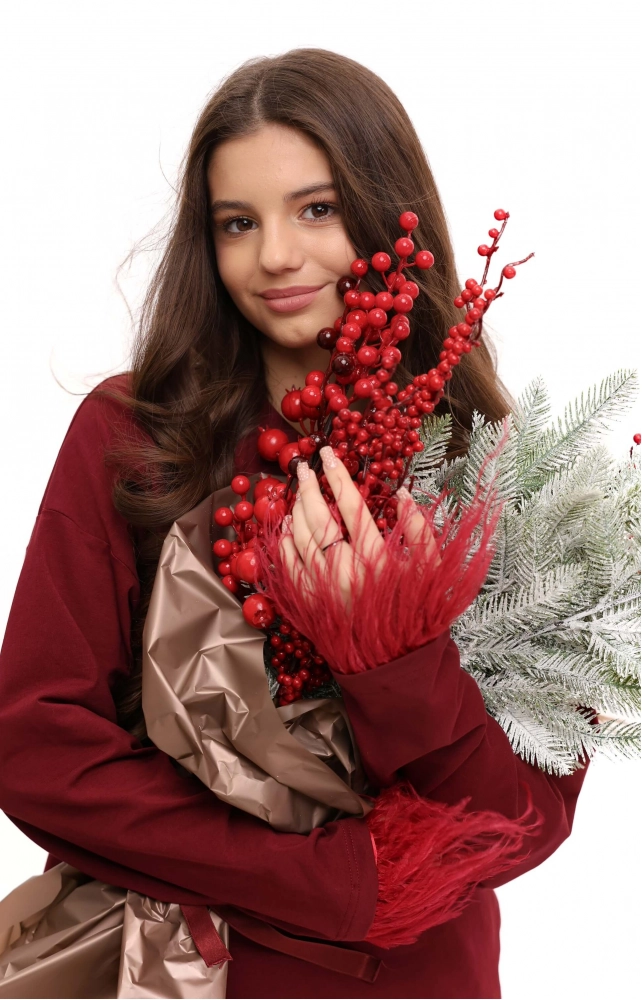 Лонгслів об'ємний з пір'ям бордовий