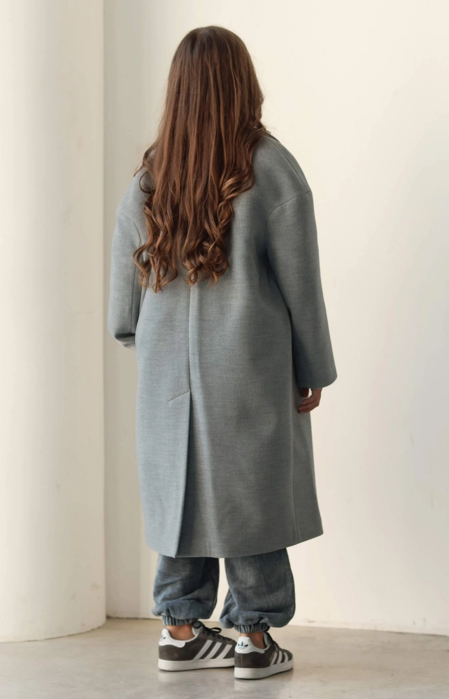 Пальто двобортне сіре