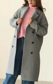 Пальто двобортне сіре