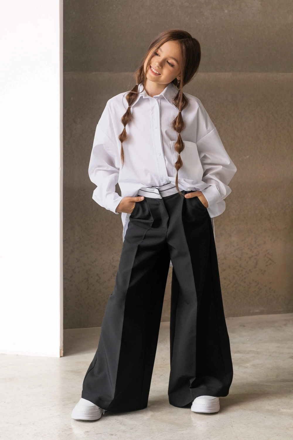 Брюки-палаццо з корсажним поясом чорні