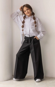 Брюки-палаццо з корсажним поясом чорні