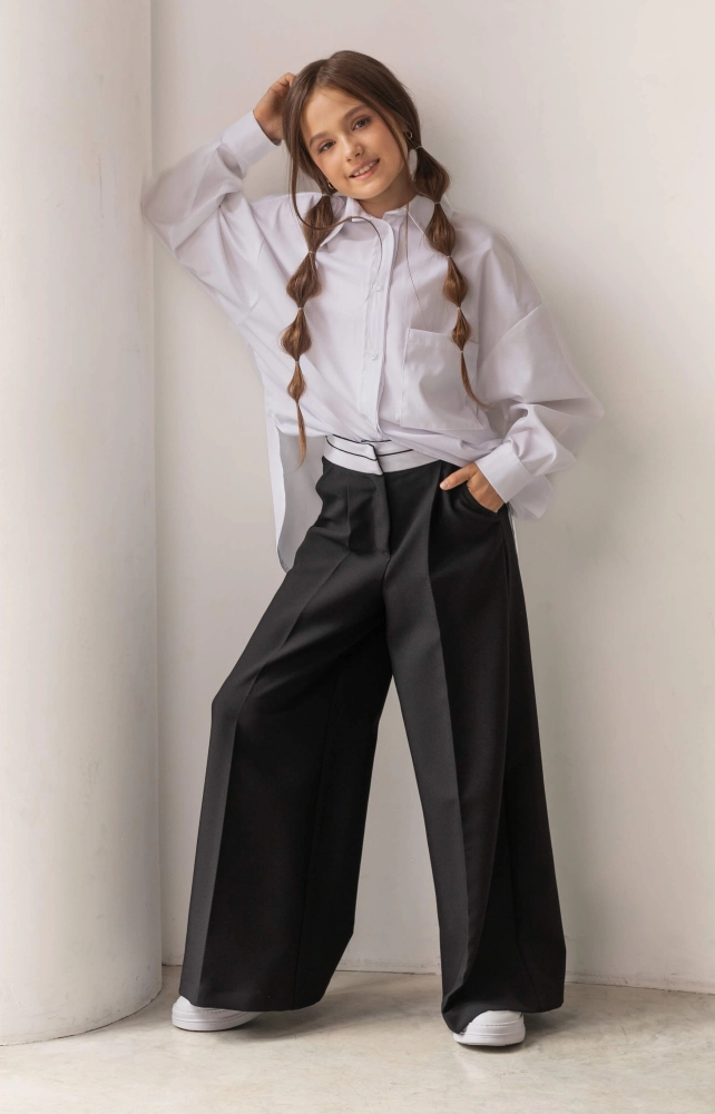 Брюки-палаццо з корсажним поясом чорні