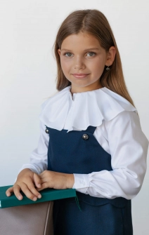 Блуза біла з коміром-плісе