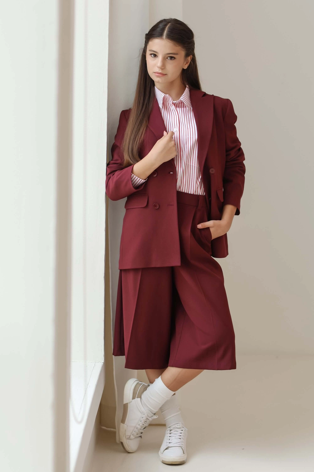 Сорочка класична шкільна в червону смужку