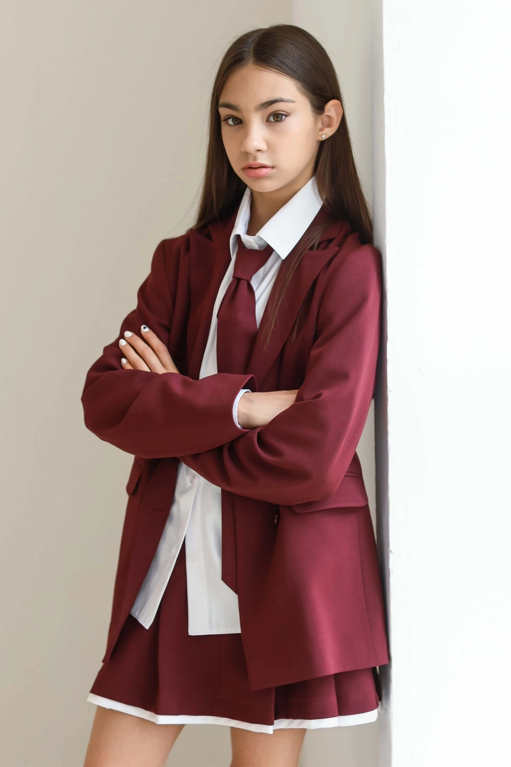 Жакет двубортный бордовый