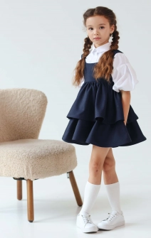 Сарафан шкільний з пишною спідницею темно синій