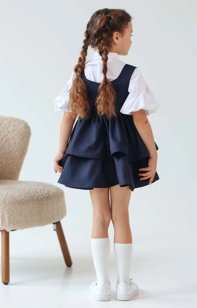 Сарафан шкільний з пишною спідницею темно синій