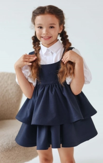 Сарафан шкільний з пишною спідницею темно синій