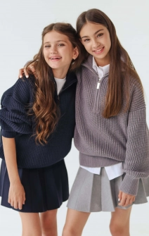 Светр вʼязаний на блискавці темно-синій