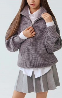 Светр вʼязаний на блискавці сірий