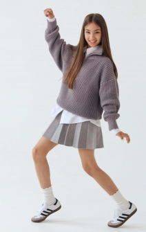 Светр вʼязаний на блискавці сірий