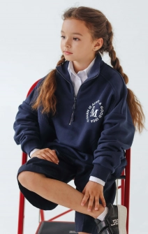 Світшот шкільний на блискавці темно-синій