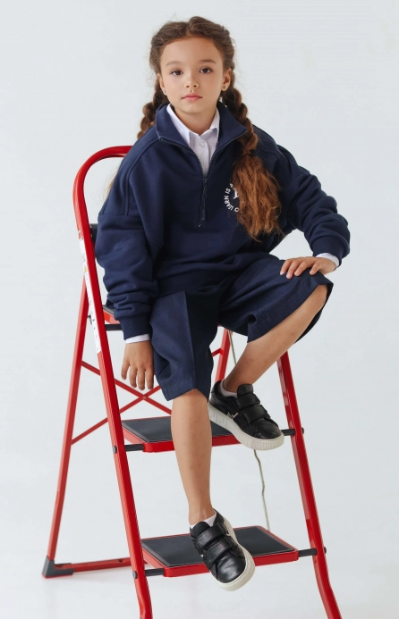 Світшот шкільний на блискавці темно-синій