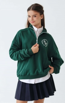 Світшот шкільний на блискавці зелений