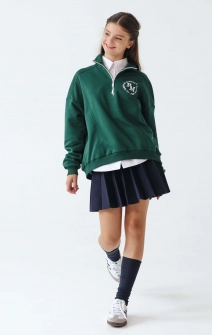 Світшот шкільний на блискавці зелений