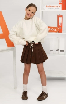 Спідниця-шорти у складку котонова шоколадна