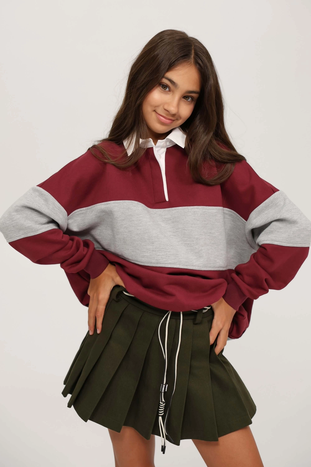 Спідниця-шорти у складку котонова темно-зелена